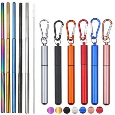 REUSABLE TELESCOPIC STRAW SET with Cleaner Brush