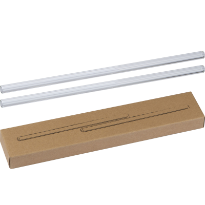 SET OF 2 GLASS STRAWS in Clear Transparent