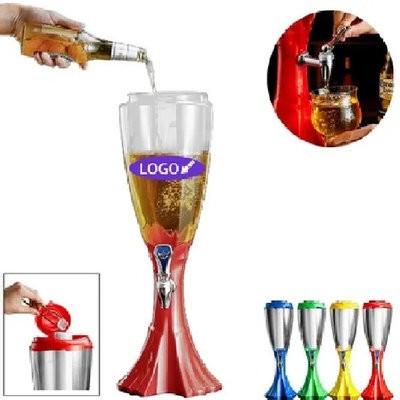 3L BEVERAGE TOWER BEER DISPENSER with Ice Tube & Spigot