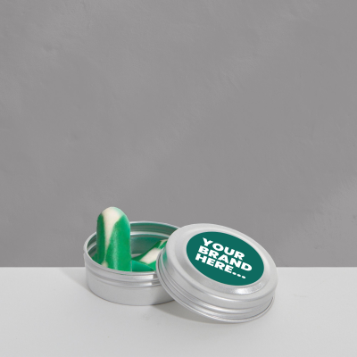 BIODEGRADABLE EARPLUGS in Aluminium Metal Pot Labelled