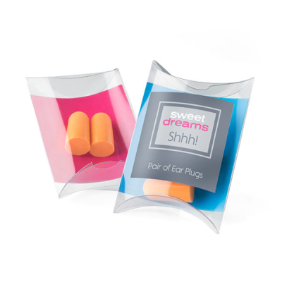 PAIR OF ORANGE EAR PLUGS in a Pillow Pack