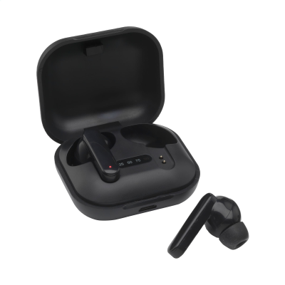 ARON TWS CORDLESS EARBUDS in Charger Case in Black
