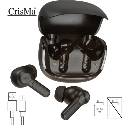 CHRISMA BLUETOOTH HEADPHONES with Rechargeable Case in Black 