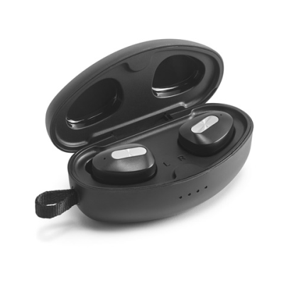 DESCRY CORDLESS CHARGER in Zinc & Cordless Earphones in Metal & ABS Acrylic in Silver