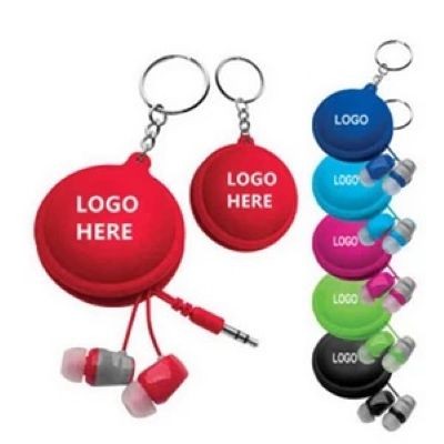 EAR BUD CABLE WINDER with Keyring Chain - PROMOTIONAL CORPORATE GIFT