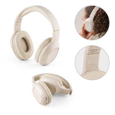 FEYNMAN FOLDING CORDLESS HEADPHONES with 4-Hour Battery Life in Wheat Straw & Abs