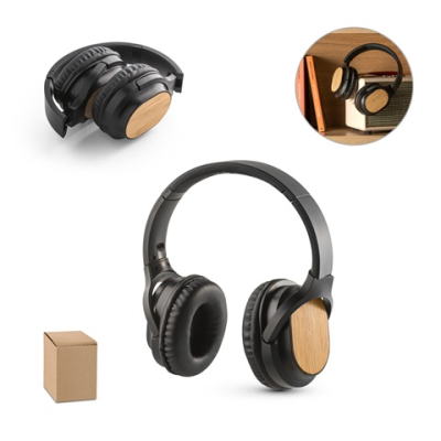 GOULD BAMBOO AND ABS CORDLESS HEADPHONES with Bt 50 Transmission