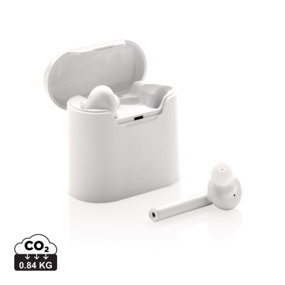 LIBERTY CORDLESS EARBUDS in Charger Case in White