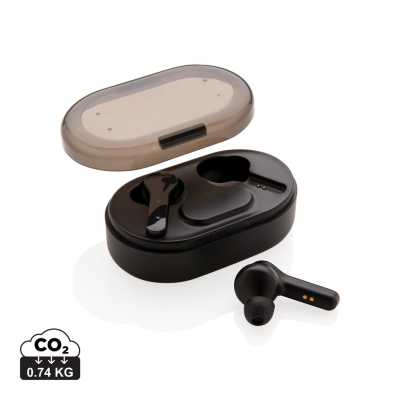 LIGHT UP LOGO TWS EARBUDS in Charger Case in Black