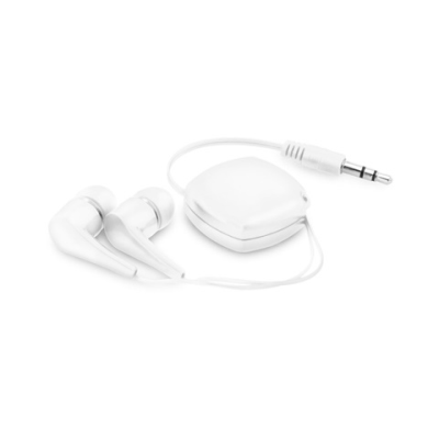 PINEL RETRACTABLE EARPHONES with Cable in White