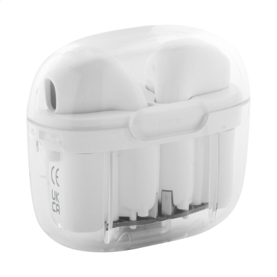 RABS CLEAR TRANSPARENT CORDLESS EARPHONES in White