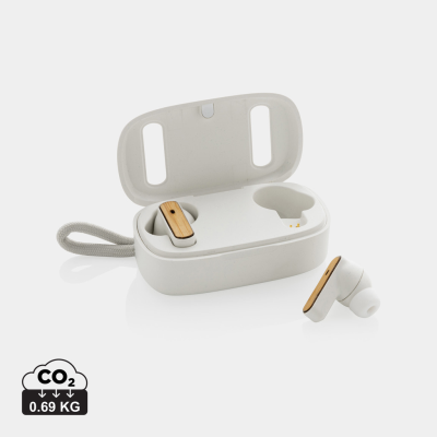 RCS RECYCLED PLASTIC & BAMBOO TWS EARBUDS in White