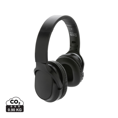 RCS RECYCLED PLASTIC ELITE FOLDING CORDLESS HEADPHONES in Black
