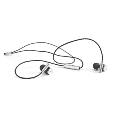 VIBRATION METAL AND ABS EARPHONES with Microphone in Silver
