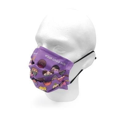 PM05 DYE SUBLIMATION PRINTED FACE MASK HAS 3 PLEATS with Adjustable Nose Bar & Elastic Ear Loops