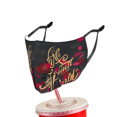 STRAW HOLE FABRIC FACE MASK