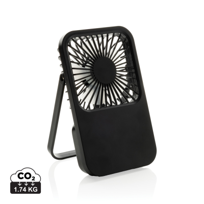 AERVINA RCS RECYCLED PLASTIC RE-CHARGEABLE DESK FAN in Black