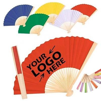 FULL COLOR FOLDING PAPER FAN with Bamboo Handle