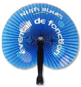 HAWAIIAN STYLE PAPER FAN with Black Plastic Handle