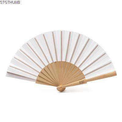 MILOS HAND FAN with Wood Ribs & Rpet Fabric