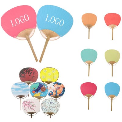 PADDLE FAN PAPER with Bamboo Handle