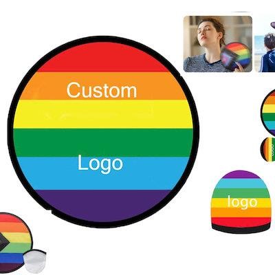 RAINBOW FOLDING UP FLYING ROUND DISC with Pouch