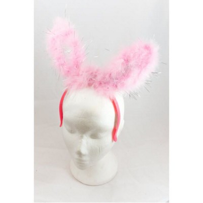 FLASHING BUNNY RABBIT EARS in Pink with Fur Trim
