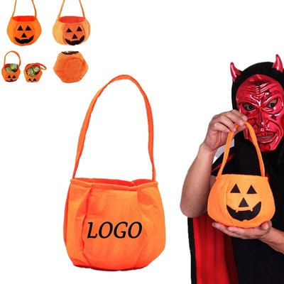 HALLOWEEN CANDY NON WOVEN SMILE THREE DIMENSIONAL PUMPKIN BAG