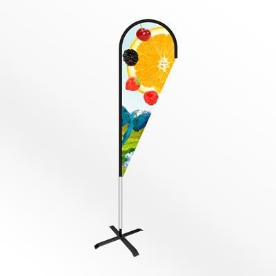 LARGE TEAR DROP FEATHER FLAG BANNER with Cross Base