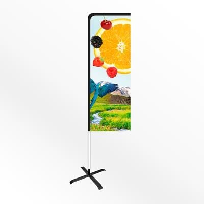 LARGE URBAN RECTANGULAR PORTABLE FLAG BANNER with Cross Base