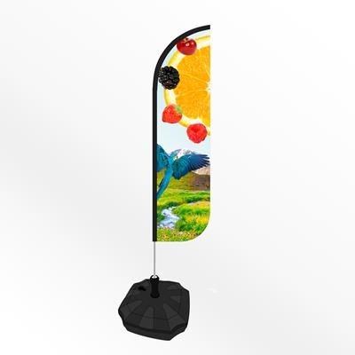 SMALL ROUND FEATHER FLAG BANNER with Water or Sand Base