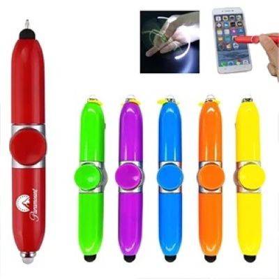 LED TORCH STYLUS SPINNING BALL PEN 
