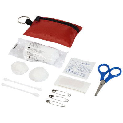 VALDEMAR 16-PIECE FIRST AID KEYRING POUCH in Red