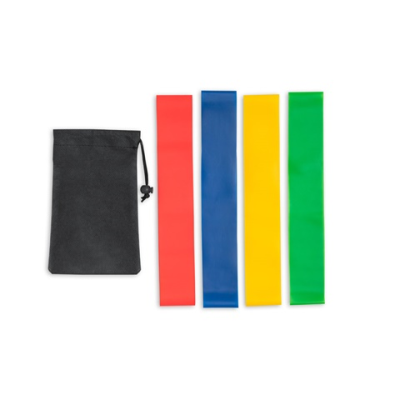 BURPEE SET OF ELASTICATED RESISTANCE BANDS with Non-Woven Pouch in Black
