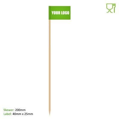 FOOD FLAG 200MM SKEWER - 40MM X 25MM