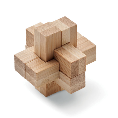 BAMBOO BRAIN TEASER PUZZLE in Brown