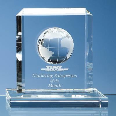 15CM OPTICAL CRYSTAL GLOBE RECTANGULAR AWARD