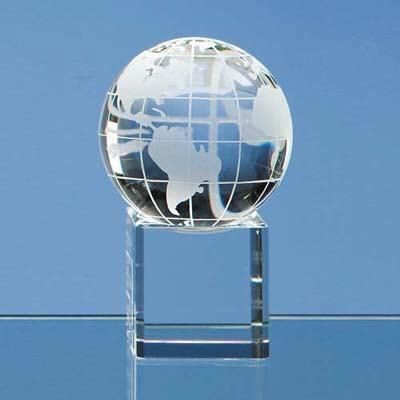 WORLD GLOBE LONGITUDE AND LATITUDE AWARD with Cube Base