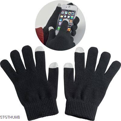 TOUCH SCREEN ACRYLIC GLOVES in Black