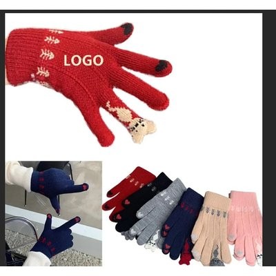 TOUCH SCREEN CHRISTMAS KITTY GLOVES FOR LADIES