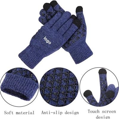 WINTER KNIT TOUCH SCREEN GLOVES WINDPROOF NON SLIP MITTENS