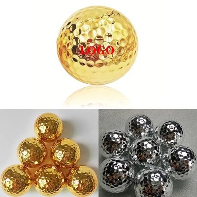 GOLD AND SILVER PLATED METALLIC GOLF BALL