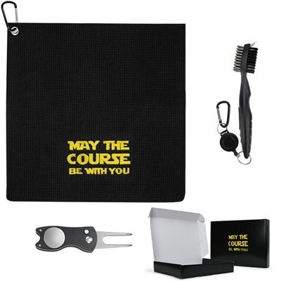 ESSENTIAL GOLF CLEANING SET TOWEL & BRUSH & DIVOT TOOL