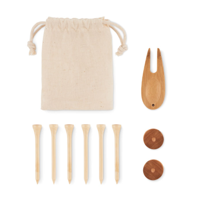 GOLF ACCESSORIES SET in Pouch in Brown