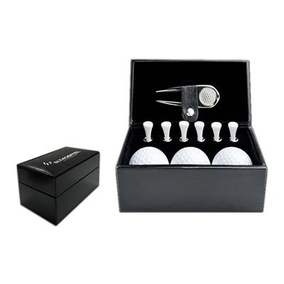 GOLF GIFT SET W & LEATHER BOX