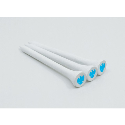 54MM WHITE BAMBOO GOLF TEES PRINTED 2 COLOURS in the Cup