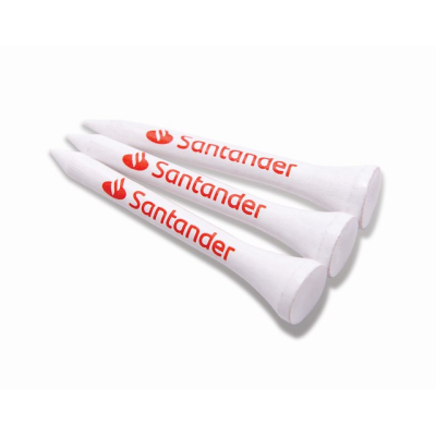 54MM WHITE BAMBOO GOLF TEES PRINTED 2 COLOURS ON THE SHANK