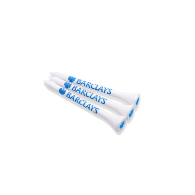 54MM WHITE BAMBOO GOLF TEES PRINTED 3 COLOURS in the Cup & 1 Colour on the Shank
