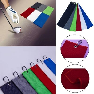 MICROFIBRE WAFFLE PATTERN TRIFOLD GOLF TOWEL W & CARABINER