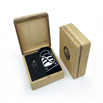 MINI HINGED MAGNETIC BAMBOO TOWEL AND GEO GOLF PRESENTATION BOX